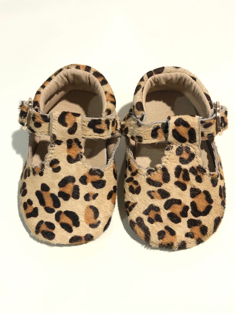 Leopard Soft-Soled Leather Baby Mary Janes size 0/6M